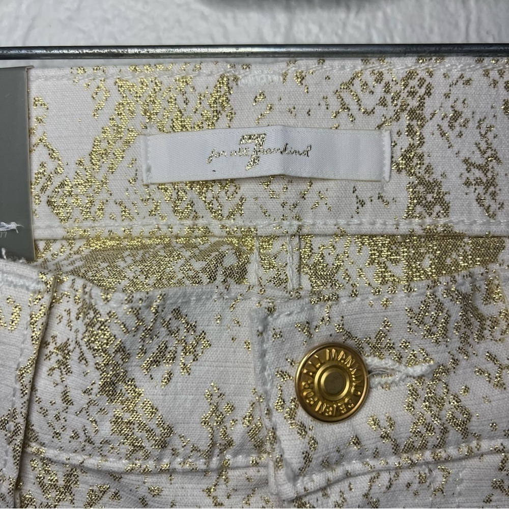 NWT 7 For All Mankind White/Gold Snake Print Skinny Jeans Size 25 - Picture 7 of 12